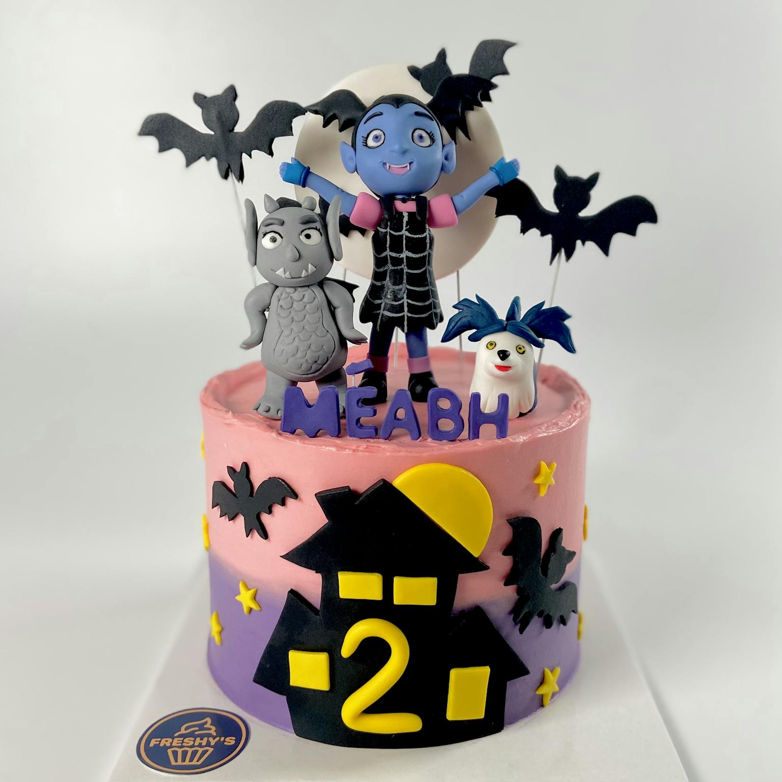 100% edible fondant sculpted Vampirina themed birthday cake